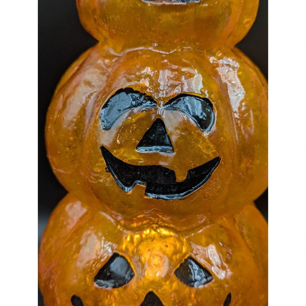 VTG? Halloween Fiberglass Pumpkin Totem Lamp Light 16 in
